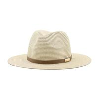 LTHTX Straw Sun Hats for Women Men, Wide Brim Straw Panama Hat with Belt Strap Summer Foldable Beach Hat for Fishing Travel (Beige,54CM)