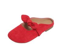 LTHTX Women's Bow Detail Slip-On Mules, Closed Toe Mary Jane Flats Comfortable Backless Clogs for Women Summer Walks Casual (red,8)