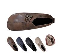 LTHTX Women's New Soft Synthetic Leather Flat Shoes, Lightweight Orthopedic Loafers Elegant Wide Width Flats Ballet Shoes (Brown,4.5)