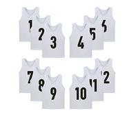 LTHYTY 12 Pack(1-12) Numbered Jerseys/Soccer Bibs/Scrimmage Pinnies/Team Training Vest for Adult Youth Kids., White, M