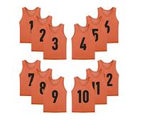 LTHYTY 12 Pack(1-12) Numbered Jerseys/Soccer Bibs/Scrimmage Pinnies/Team Training Vest for Adult Youth Kids., Orange, M