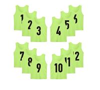 LTHYTY 12 Pack(1-12) Numbered Jerseys/Soccer Bibs/Scrimmage Pinnies/Team Training Vest for Adult Youth Kids., Neon Green, M
