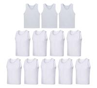 LTHYTY 12 Pack Scrimmage Vest/Team Training Jerseys/Sports Pinnies/Practice Jerseys/Soccer Bibs with Carry Bag, White, Large