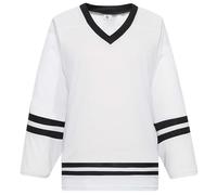 LTHYTY Blank Hockey Training Jersey Lightweight Fabric Long Sleeve for Ice Hockey Jersey Quick Dry Feature and V Neck Style, White/Black, XXL