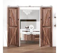 LTIYITL 325CM/10.5FT Stainless Steel Sliding Barn Door Hardware Kit Track Roller Closet Accessory for Double Wood Door