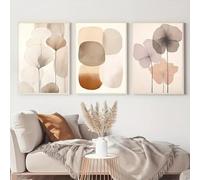 LTjiajuypd Abstract Beige Canvas Prints Poster Simple Flower Japanese Painting Wabi-sabi Ali Geometric Wall Artwork Home Decor 35x50cm-3Pcs Frameless