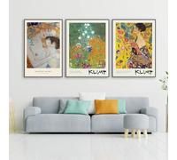 LTjiajuypd Abstract Cottage Garden Poster Gustav Klimt Classical Oil Painting Print Minimalist Canvas Painting Living Room Decor 30x50cm-3Pcs Frameless