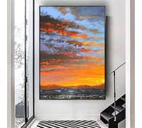LTjiajuypd Abstract Sky Landscape Canvas Prints Picture Burning Cloud Wall Art Orange Oil Painting Modern Office Indoor Decor(70x100cm)