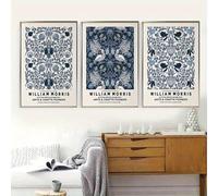 LTjiajuypd Blue Botanical Wall Art William Morris Poster Retro Canvas Prints Painting Vintage Posters For Living Room Home Decorations(30x40cm-3Pcs)