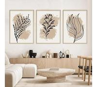 LTjiajuypd Boho Botanical Wild Floral Beige Abstract Line Watercolor Wall Art Posters Canvas Painting Print Picture Room Home Decor(35x50cm-3Pcs)