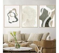 LTjiajuypd Boho Ginkgo Leaf Pastel Green Grey Brown Beige Line Abstract Wall Art Canvas Painting Print Pictures Room Home Decoration 30x40cm-3Pcs Frameless
