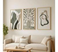 LTjiajuypd Boho Wall Art, Green Gallery Canvas Painting Prints Minimal Botanical Abstract Posters Modern Neutral Home Decor Olive(35x50cm-3Pcs)