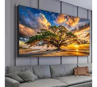 LTjiajuypd Canvas Art Depicting Sunset Behind A Tree On The Beach, Modern Wall Decor For Living Room(40X80cm)