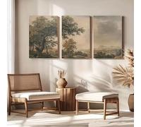 LTjiajuypd Canvas Art Flat Wall Paintings Vintage Forest Landscape Rustic Country Style For Living Room Office Home Decoration(50x70cm-3Pcs)