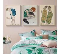 LTjiajuypd Canvas Painting Abstact Egon Schiele Body Color Delineation Sketch Poster Wall Art Print Picture for Living Room Home Decor 35x50cm-3Pcs Frameless