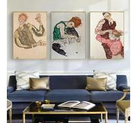 LTjiajuypd Canvas Painting Abstact Egon Schiele Body Color Delineation Sketch Poster Wall Art Print Picture for Living Room Home Decor 60x90cm-3Pcs Frameless