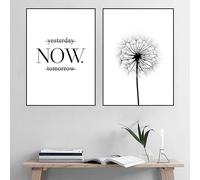 LTjiajuypd Canvas Painting Art Motivational Quote Poster Wall Art Print Black and White Dandelion Prints Picture Decor Y' Now Tomorrow(40x50cm-2pcs)