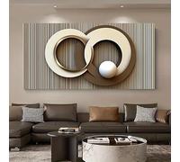 LTjiajuypd Canvas Painting Art Print Wall Minimalist Abstract Geometric Poster Decoration Interlocking Circles In Neutral Tones Modern Home(80X160cm)
