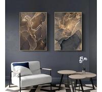 LTjiajuypd Canvas Painting Modern Grey Gold Marble Abstract Poster Wall Art Print Picture Living Room Home Bedroom Home Decoration 70x100cm-2pcs Frameless