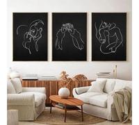 LTjiajuypd Canvas Painting Print Couple Line Couple Hand Love Kiss Posters And Prints Wall Art Nordic Pictures Living Room Decor 40x60cm-3Pcs Frameless