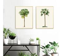 LTjiajuypd Canvas Painting Tropical Palm Tree Vintage Illustrations Posters and Prints Trees Botanical Wall Art Pictures Home Decor 60x90cm-2Pcs Frameless