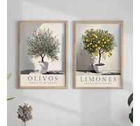 LTjiajuypd Canvas Poster Vintage Art Olive Tree Lemon Tree Print Wall Art Canvas Painting Decor Home Bedroom Wall Decor 50x70cm-2pcs Frameless