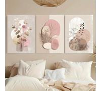 LTjiajuypd Canvas Print Minimalist Geometric Patterns In Gentle Pink And Cream Poster Prints Home Room Decor(50x75cm-3Pcs)