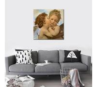 LTjiajuypd Canvas Prints Art William Adolphe Bouguereau Painting Cupid and Psyche Romantic Artwork for Living Room Bedroom Home Decor 50x50cm Frameless