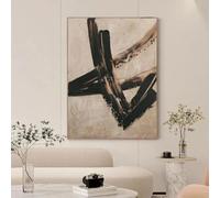 LTjiajuypd Canvas Prints Geometric Abstract Line Art Black Lines On Beige Minimalist Brush Stroke Painting For Home Office Decor(40x55cm)