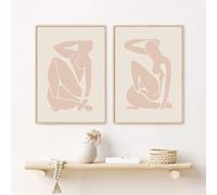 LTjiajuypd Canvas Prints Henri Matisse Abstract Painting Illustration Wall Art Vintage Poster Pink Beige Wall Picture for Living Room 70x110cm-2Pcs Frameless