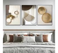 LTjiajuypd Canvas Prints Painting Abstract Beige and Gold Geometric Poster Modern Wall Art Pictures Minimalist for Living Room Home(30x40cm-3Pcs)