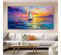 LTjiajuypd Canvas Prints Painting Visual Effect Modern Abstract Boat Poster, Bright And Colorful For Living Room Bedroom Home Office(60X120cm)