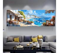 LTjiajuypd Canvas Prints Stunning Sea Views, White Architecture Art For Decorating Your Home Office(30x90cm)