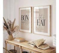 LTjiajuypd Canvas Prints Wall Art Bon Appé Tit & Let'S Eat Modern Classic Typography For Living Room Decoration(60x80cm-2pcs)