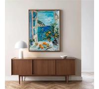 LTjiajuypd Colorful Graffiti Mediterranean Kitchen Balcony Orange Tree Coastal Scene Canvas Poster Wall Art Pictures(40x60CM/Frameless)