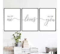 LTjiajuypd Couple Quotes Art Nordic Couple Quotes Art Canvas Painting All Of Me Loves All Of You Posters Prints For Living Room(30x50cm-3Pcs)