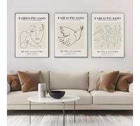 LTjiajuypd Geometric Line Picasso Matisse Abstract Wall Art Poster Living Room Bar Cafe Office Home Decorative Canvas Prints Painting 30x40cm-3Pcs Frameless