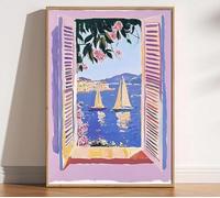 LTjiajuypd Henri Matisse Mediterranean Open Window Series Canvas Prints Wall Art Sea Orange Tree Coastal View(40x60CM/Frameless)