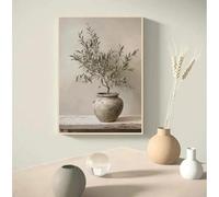 LTjiajuypd Italian Vase Olive Tree Canvas Prints Painting Retro Minimalist Printing Still Life Plants Antique Home Decoration 50x75cm Frameless