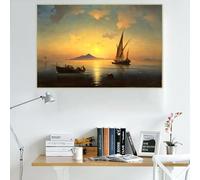 LTjiajuypd Ivan Aivazovsky《The Bay of Naples》Canvas Prints Art Oil Painting Artwork Picture Wall Home Interior Living room Decoration(40x60cm)