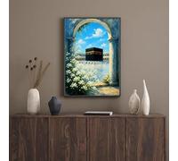 LTjiajuypd Kaaba Doorway View Art Islamic Mecca Masjid Nabawi Jerusalem Painting Canvas Print Poster for Living Room Home Decor(70x110cm/Frameless)