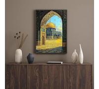 LTjiajuypd Kaaba Doorway View Art Islamic Mecca Masjid Nabawi Jerusalem Painting Canvas Print Poster for Living Room Home Decor(70x110cm/Frameless)