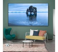 LTjiajuypd Landscape Sea Rocks Island Blue Dawn Poster Mountain Nature Scenery Print Autumn Fog Forest Canvas Prints Painting Decor 55x110cm Frameless