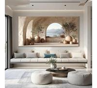 LTjiajuypd Large Modern Coastal Canvas Prints Wall Art Mediterranean Sea Olive Tree Painting For Living Room Office Home Decoration(50X100cm)