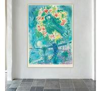 LTjiajuypd Marc Chagall Couple and Fish Canvas Prints Art Oil Painting Famous Artwork Poster Picture Wall Home Decoration 80x120CM Frameless