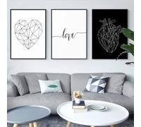 LTjiajuypd Minimalist Line Art Print Papiers Découpés Heart Love Decorative Painting Wall Poster Wall Art Pictures Home Decoration 50x75cm-3Pcs Frameless