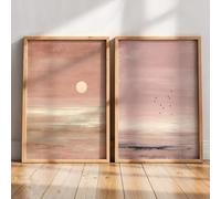 LTjiajuypd Minimalist Sunset Tree Canvas Print Terracotta Desert Landscape Wall Art Nature Scenery Poster Living Room(70x100cm-2Pcs)