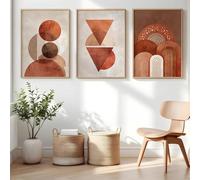 LTjiajuypd Minimalist Terracotta Shapes Posters Canvas Print Painting Boho Geometric Wall Art Neutral Modern For Room Home Decor(30x50cm-3Pcs)