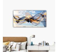 LTjiajuypd Modern Abstract Floating Black Gold Mesh Canvas Painting Print Luxury Wall Art Picture Poster For Living Room Home 60x120cm Frameless