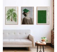 LTjiajuypd Modern Gallery Wall Art Print Book Lover Poster Green Neutral Tones Transitional Living Room Home Decor Canvas 35x50cm-3Pcs Frameless